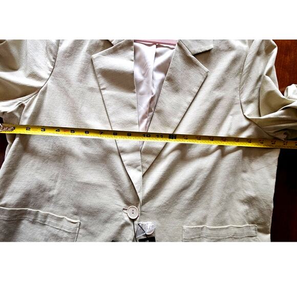 Mina Self  Fully Lined Cream  Blazer, Cotton Linen Blend , Sz L, Art No 25655 - Picture 8 of 8